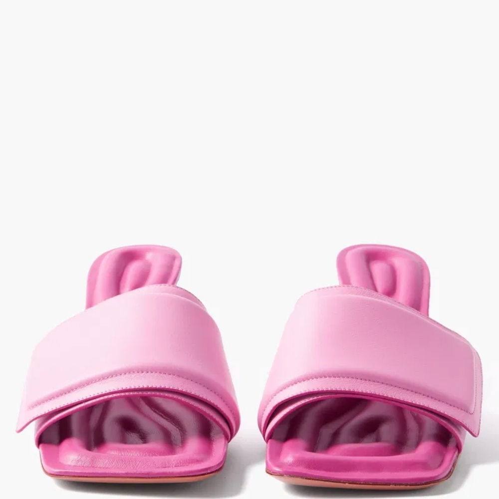 JACQUEMUS Piscine Square-Toe Padded Pink Leather Mules - Picture 3 of 10